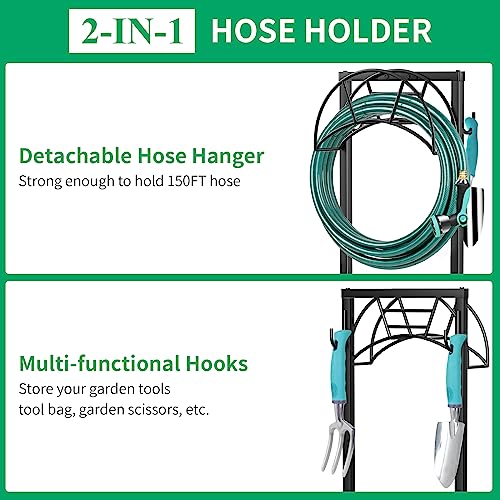 TomCare Upgraded Garden Hose Holder with Tool Hooks