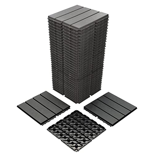 Dark Grey Interlocking Deck Tiles, 36 Pack, Waterproof