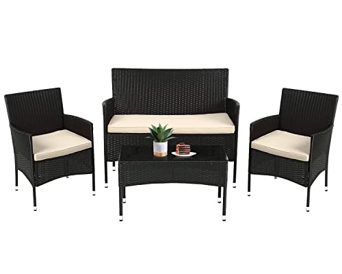 4-Piece Outdoor Rattan Chair and Sofa Set