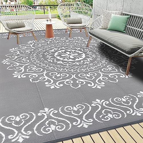 Pauwer 9'x12' Reversible Waterproof Outdoor Straw Rug