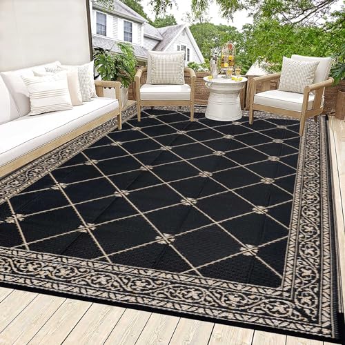 6'x9' Reversible Plastic Straw Outdoor Rug for Patios
