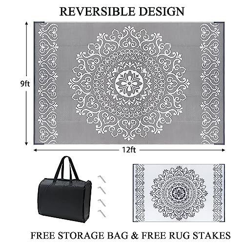 Pauwer 9'x12' Reversible Waterproof Outdoor Straw Rug