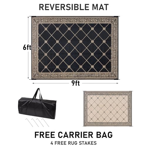 6'x9' Reversible Plastic Straw Outdoor Rug for Patios