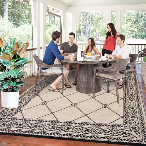 6'x9' Reversible Plastic Straw Outdoor Rug for Patios