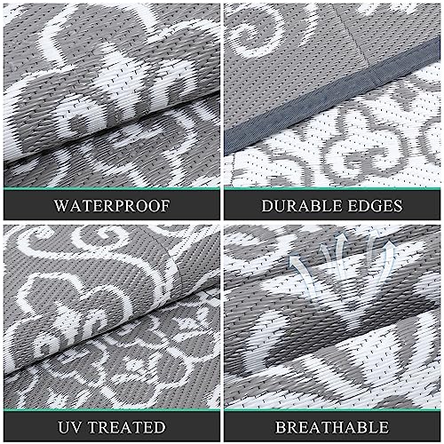 Pauwer 9'x12' Reversible Waterproof Outdoor Straw Rug