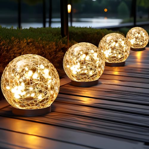Cracked Glass Solar Globe Lights for Outdoor Decor