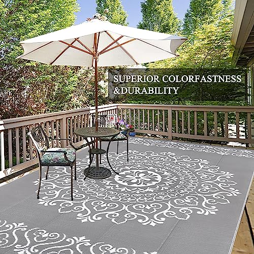 Pauwer 9'x12' Reversible Waterproof Outdoor Straw Rug