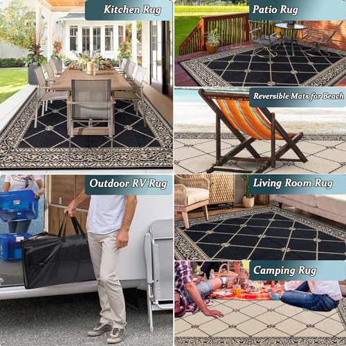 6'x9' Reversible Plastic Straw Outdoor Rug for Patios