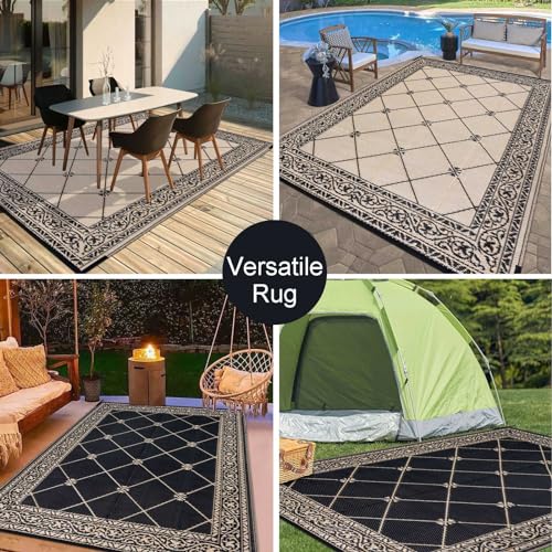 6'x9' Reversible Plastic Straw Outdoor Rug for Patios