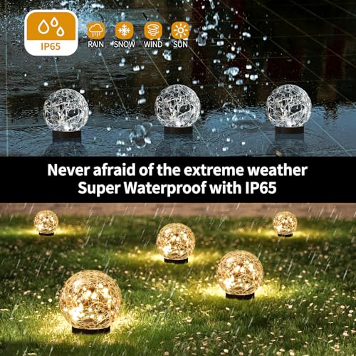 Cracked Glass Solar Globe Lights for Outdoor Decor