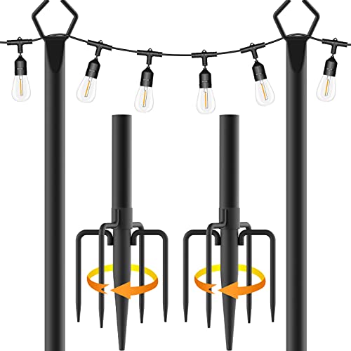 10Ft Metal Poles with Fork for Outdoor String Lights