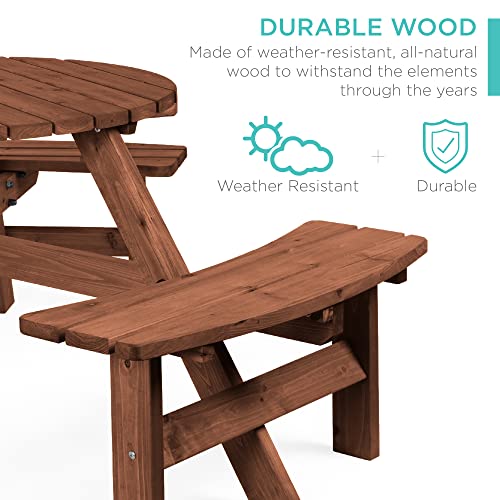 Circular Wooden Picnic Table Set for Patio or Garden