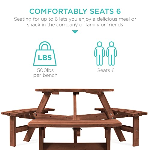 Circular Wooden Picnic Table Set for Patio or Garden