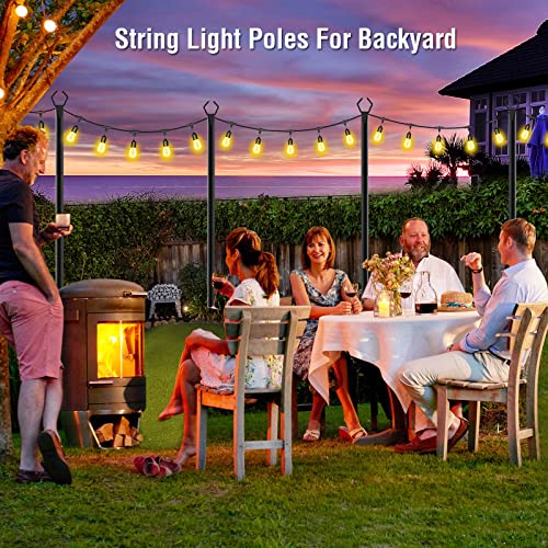 10Ft Metal Poles with Fork for Outdoor String Lights