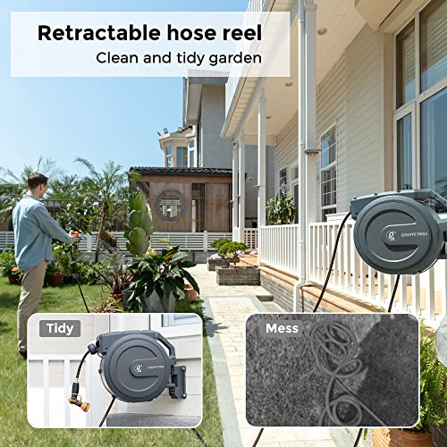 Wall Mounted Giraffe Tools Retractable Hose Reel 90ft