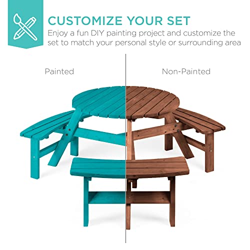 Circular Wooden Picnic Table Set for Patio or Garden