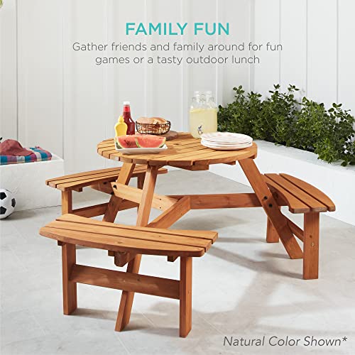 Circular Wooden Picnic Table Set for Patio or Garden