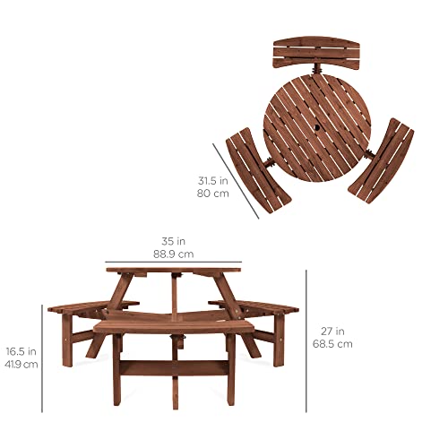 Circular Wooden Picnic Table Set for Patio or Garden