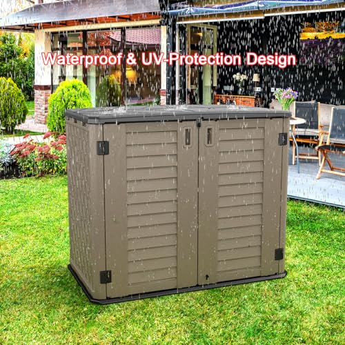 KINYING Horizontal Outdoor Storage Cabinet - 26 Cubic Feet