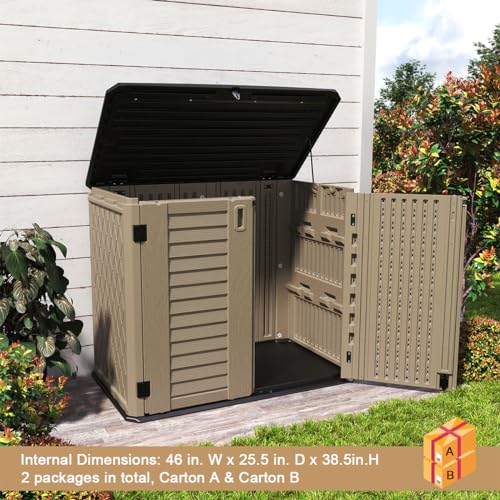 KINYING Horizontal Outdoor Storage Cabinet - 26 Cubic Feet