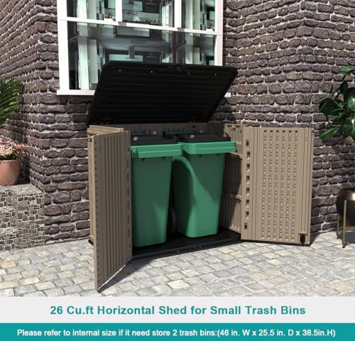 KINYING Horizontal Outdoor Storage Cabinet - 26 Cubic Feet
