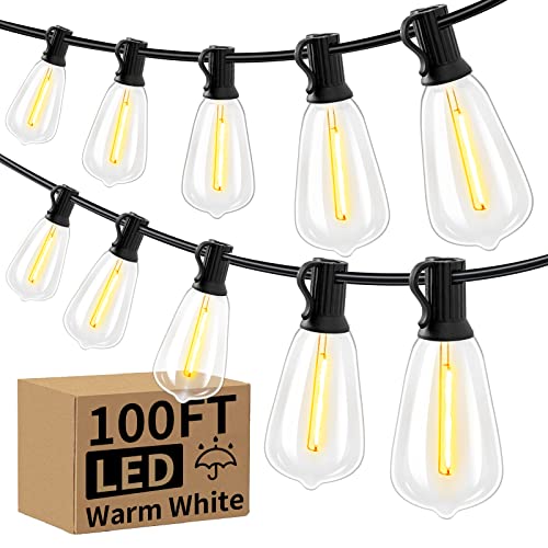 IBBIBABO 100FT LED Outdoor String Lights, UL Listed Waterproof Patio Lights with 52 Shatterproof Dimmable Bulbs