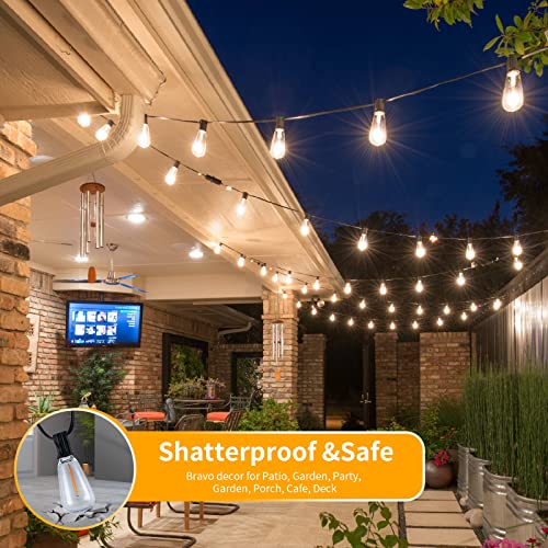 100FT UL Listed Waterproof LED String Lights with 52 Shatterproof Dimmable Bulbs
