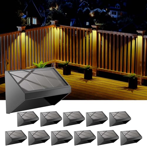 Solar Fence Lights 12-Pack, Warm & Cool White
