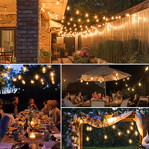 100FT UL Listed Waterproof LED String Lights with 52 Shatterproof Dimmable Bulbs