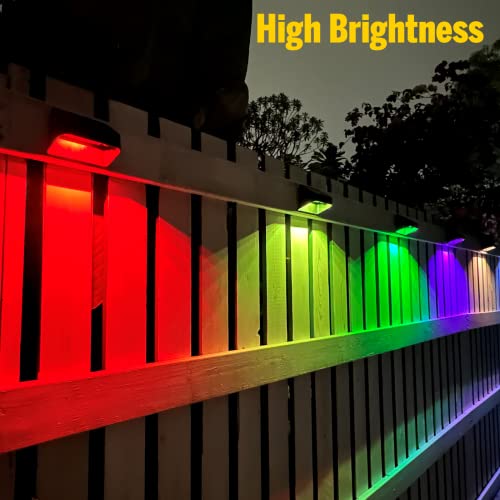RGB Solar Fence Lights 8 Pack, Dusk-to-Dawn, IP65 Waterproof