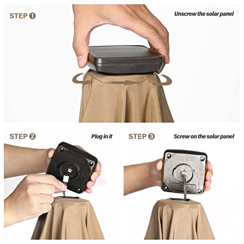 9' Solar Umbrella with 32 LED Lights, Tan