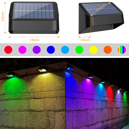 RGB Solar Fence Lights 8 Pack, Dusk-to-Dawn, IP65 Waterproof
