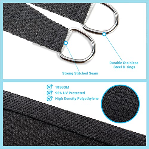 Rectangular Graphite Sun Shade Sail for Patio Garden