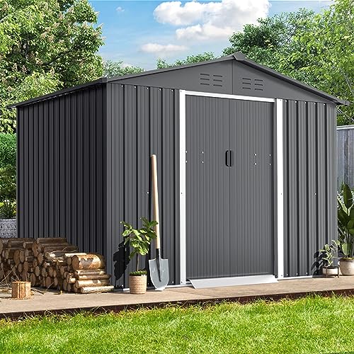 6X8 FT Outdoor Garden Storage Shed for Yard & Garden, Grey