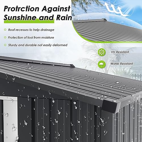 SUNCROWN Outdoor Garden Storage Shed 6X8 FT Yard Storage Tool with Hinged Door for Lawn Equipment, for Garden Backyard, Grey