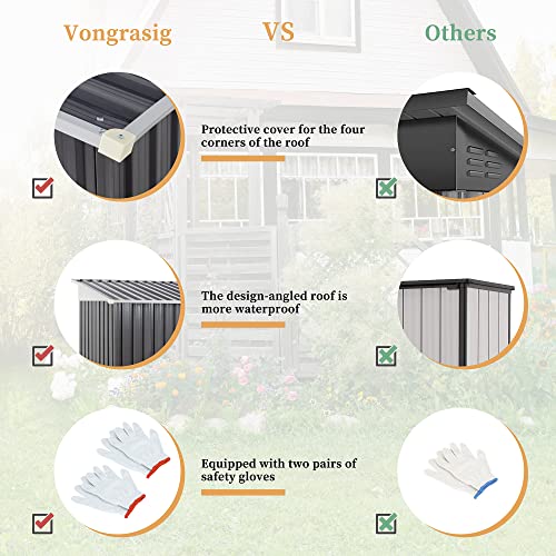 Vongrasig 6 x 4 x 6 FT Outdoor Storage Shed Clearance with Lockable Door Metal Garden Shed Steel Anti-Corrosion Storage House Waterproof Tool Shed for Backyard Patio, Lawn and Garden (Dark Gray)