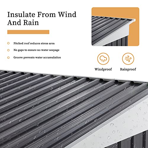 Vongrasig 6 x 4 x 6 FT Outdoor Storage Shed Clearance with Lockable Door Metal Garden Shed Steel Anti-Corrosion Storage House Waterproof Tool Shed for Backyard Patio, Lawn and Garden (Dark Gray)