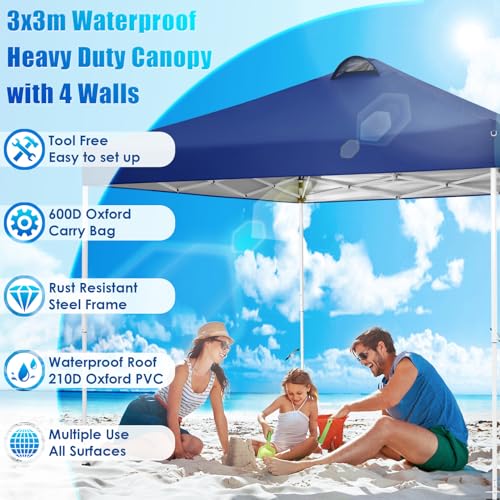 10x10 Pop Up Canopy Tent with Sidewalls & Sandbags