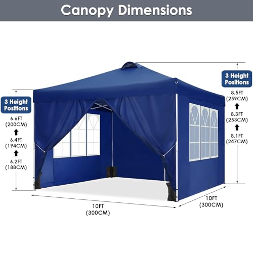 10x10 Pop Up Canopy Tent with Sidewalls & Sandbags