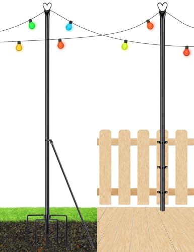 Steel String Light Poles for Outdoor Decor - 2 Pack