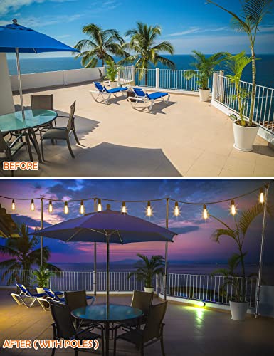 Steel String Light Poles for Outdoor Decor - 2 Pack