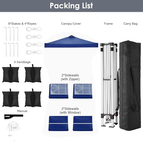 10x10 Pop Up Canopy Tent with Sidewalls & Sandbags