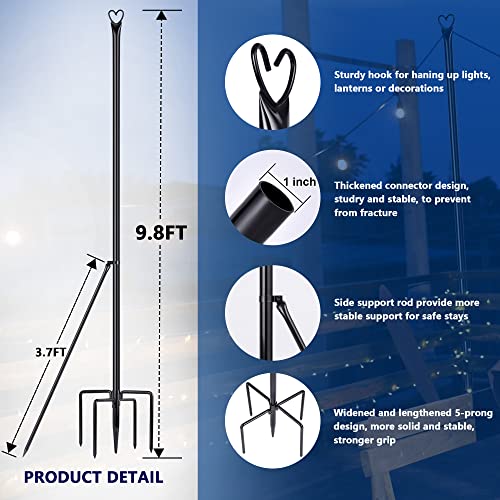 Steel String Light Poles for Outdoor Decor - 2 Pack