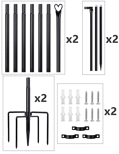 Steel String Light Poles for Outdoor Decor - 2 Pack