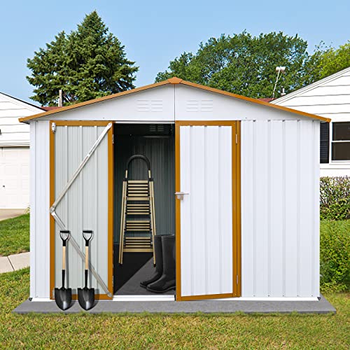 Metal outdoor storage shed for backyard garden patio