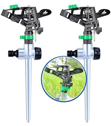 2 Pack Adjustable Impact Sprinklers for Yard & Garden