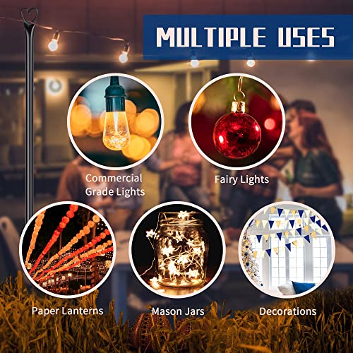 Steel String Light Poles for Outdoor Decor - 2 Pack