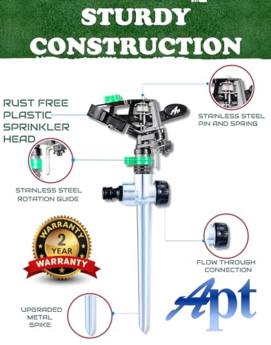 2 Pack Adjustable Impact Sprinklers for Yard & Garden