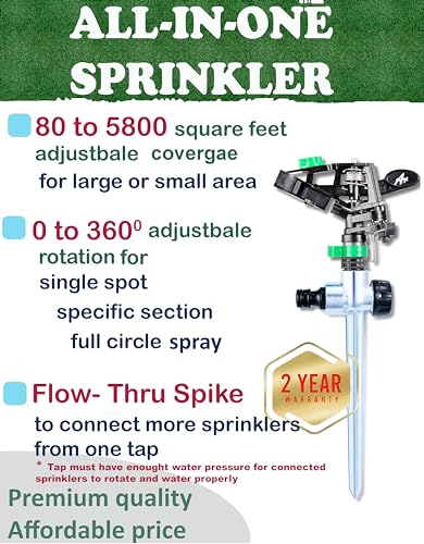 2 Pack Adjustable Impact Sprinklers for Yard & Garden
