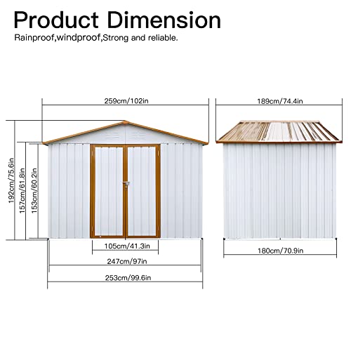 Metal outdoor storage shed for backyard garden patio